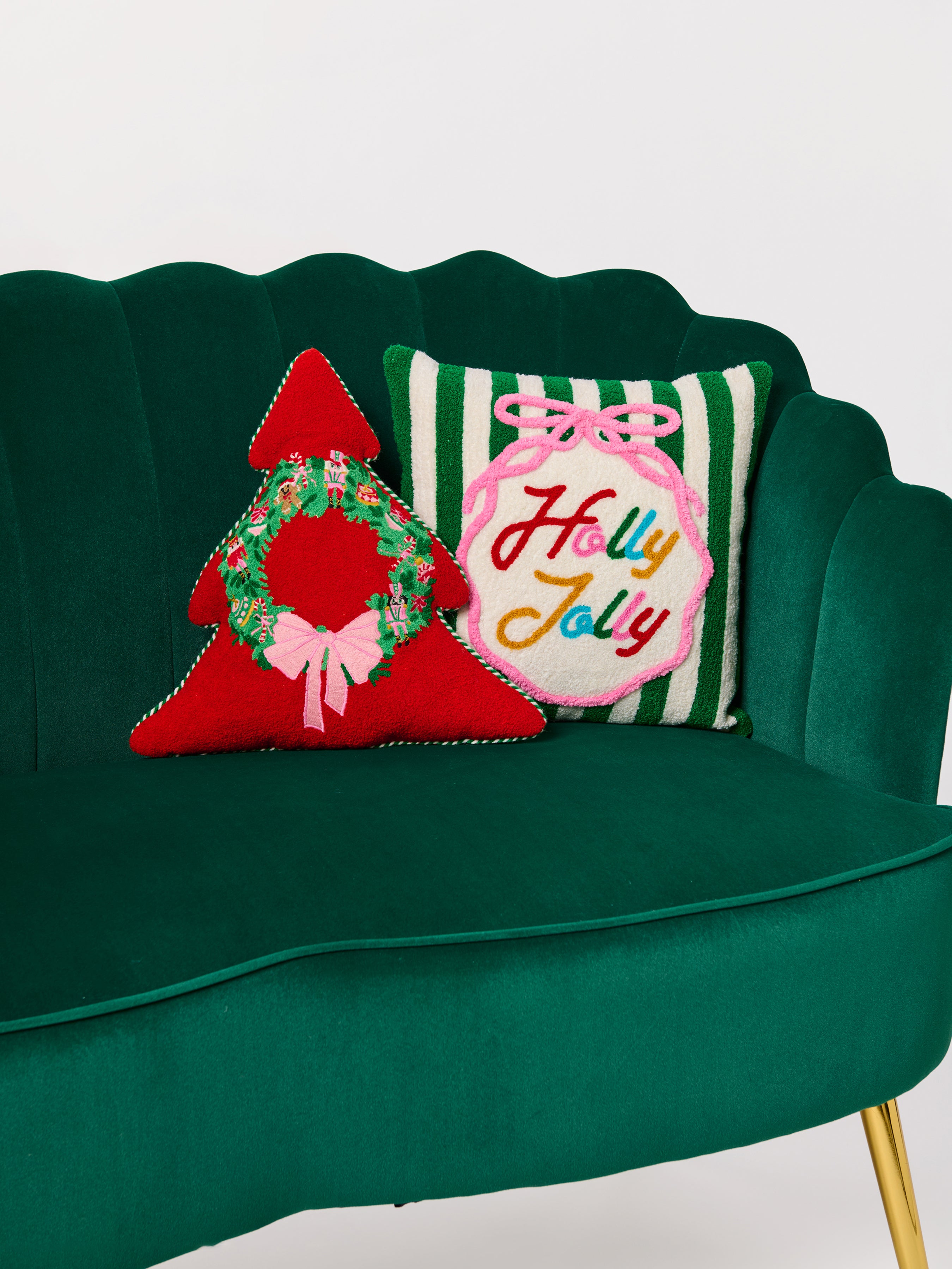 Shiraleah "Holly Jolly" Pillow, Green