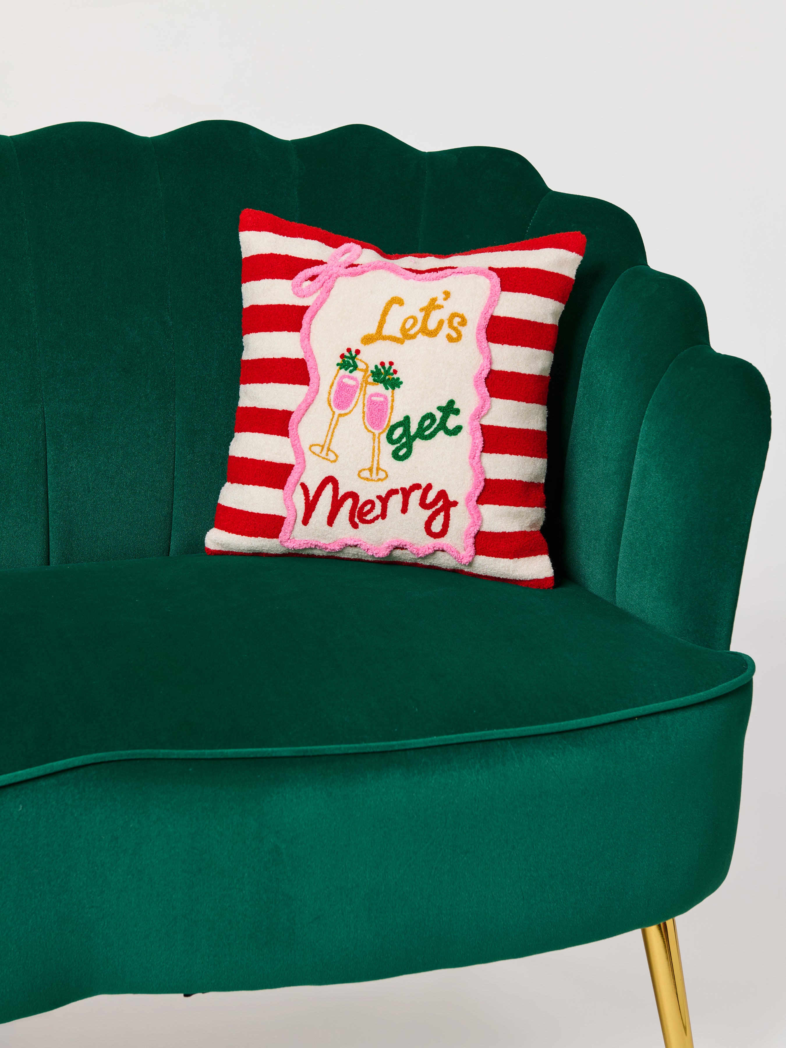 Shiraleah "Let's Get Merry" Pillow, Red