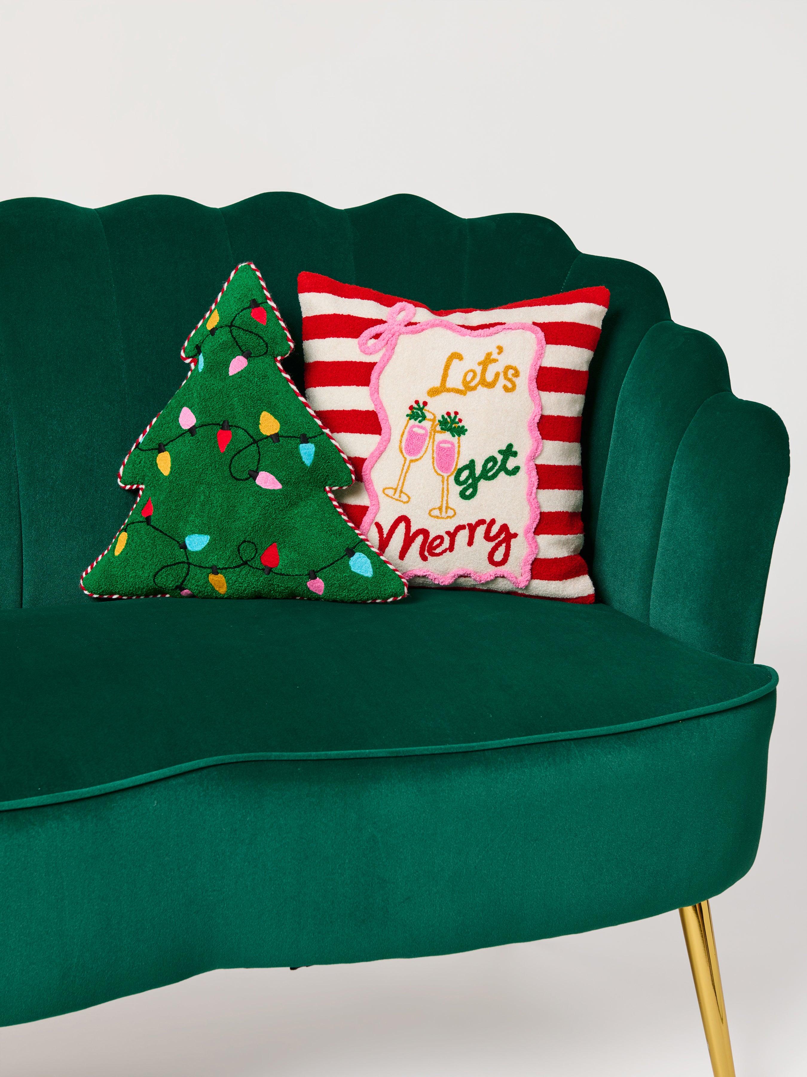 Shiraleah "Let's Get Merry" Pillow, Red