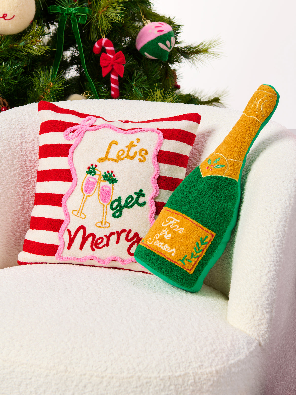 Shiraleah "Let's Get Merry" Pillow, Red
