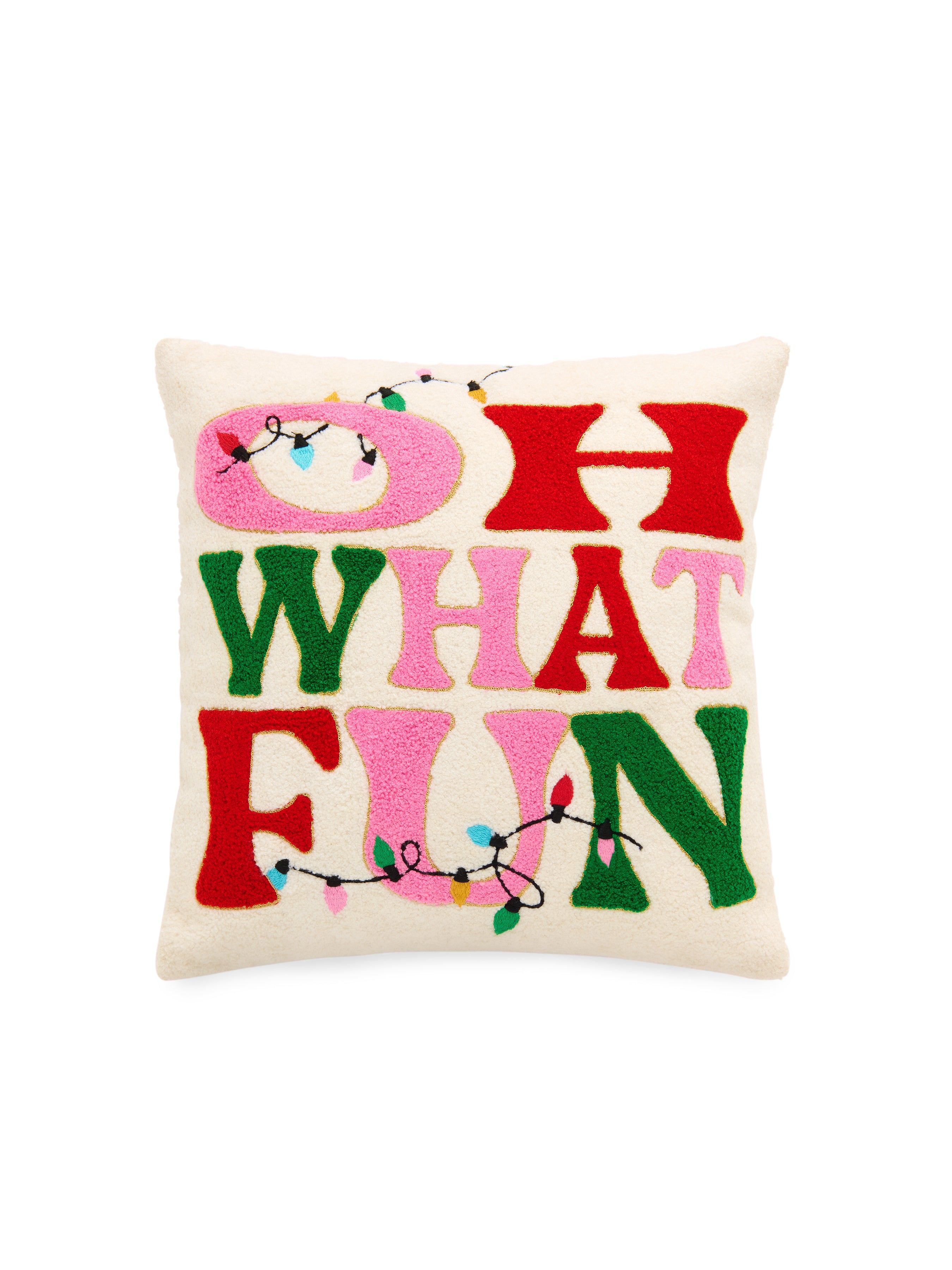 Shiraleah "Oh What Fun" Pillow, Ivory