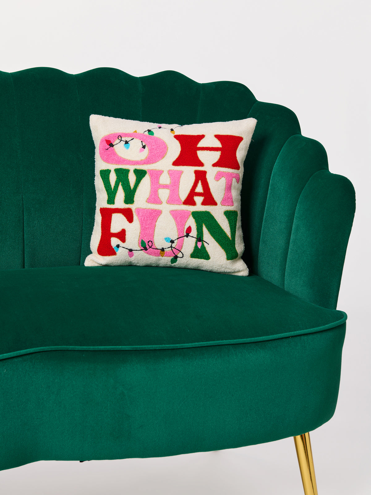 Shiraleah "Oh What Fun" Pillow, Ivory