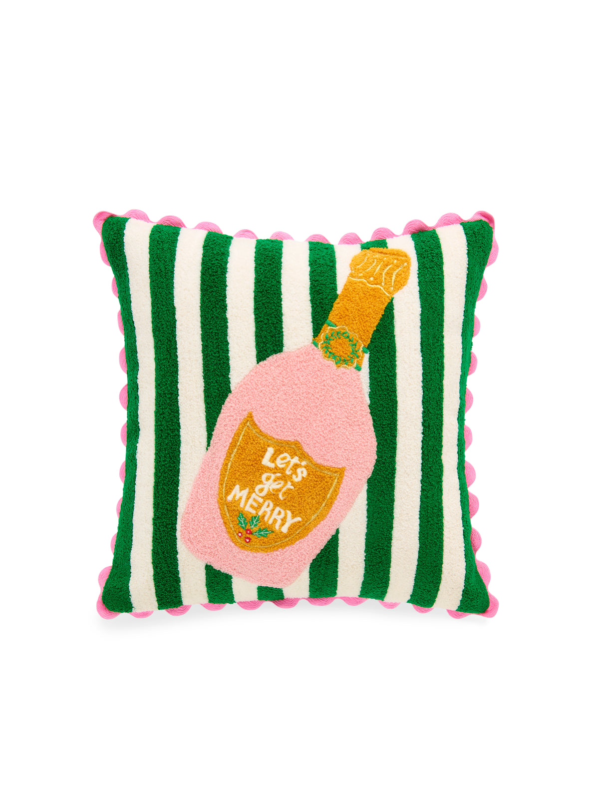 Shiraleah "Let'S Get Merry" Champagne Pillow, Green