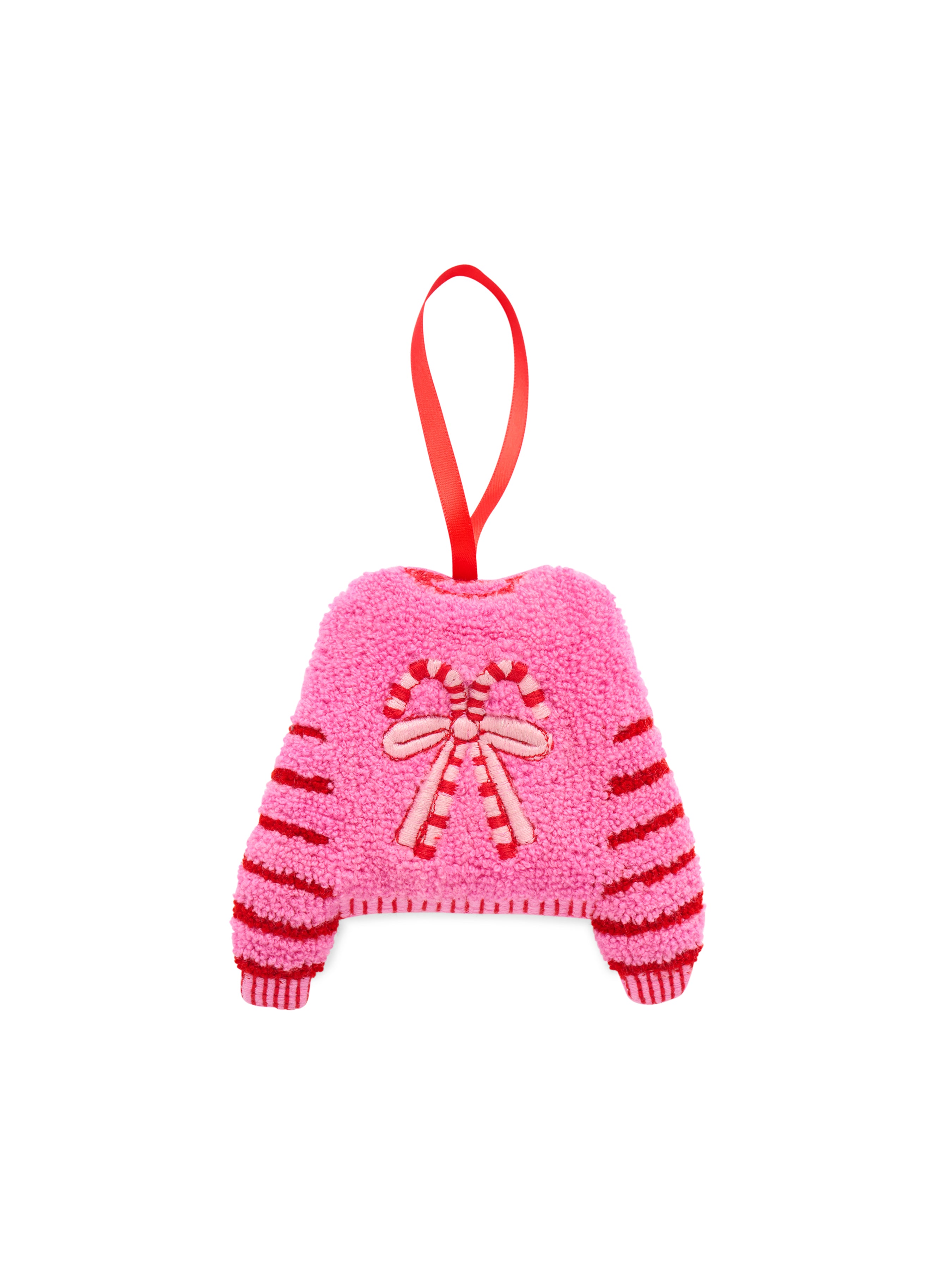 Shiraleah Candy Cane Sweater Ornament, Pink