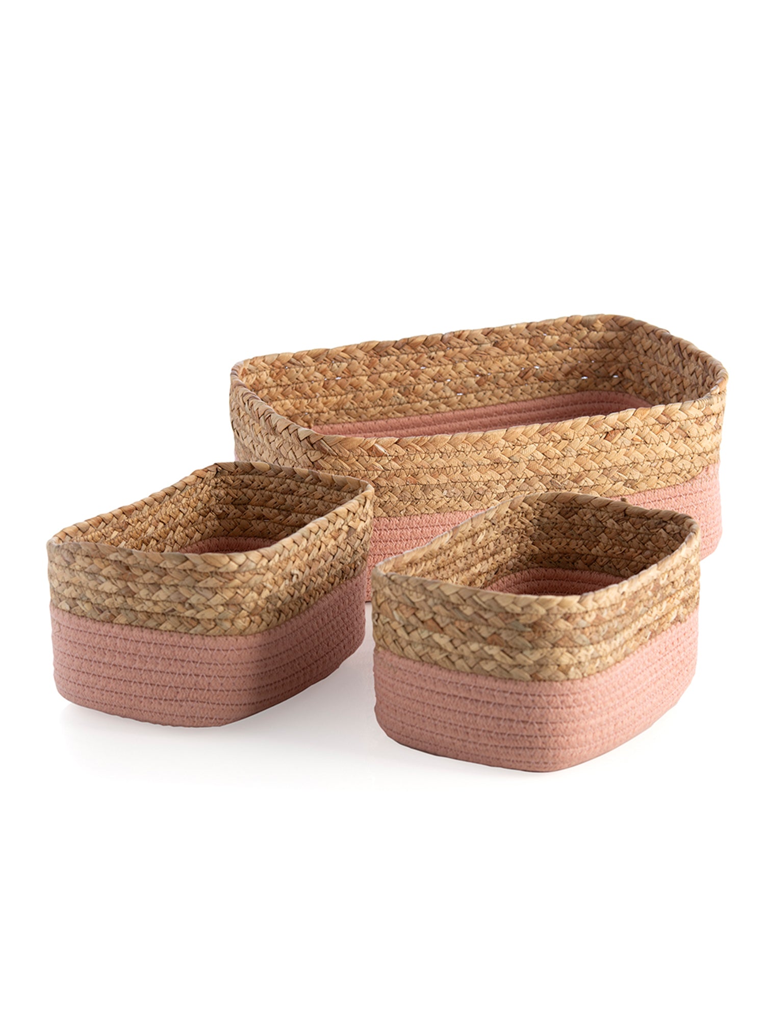 Shiraleah Assorted Set of 3 Dalton Cotton Rope Organizer Baskets, Blush