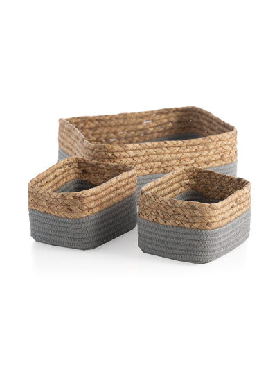 Shiraleah Assorted Set of 3 Dalton Cotton Rope Organizer Baskets, Grey