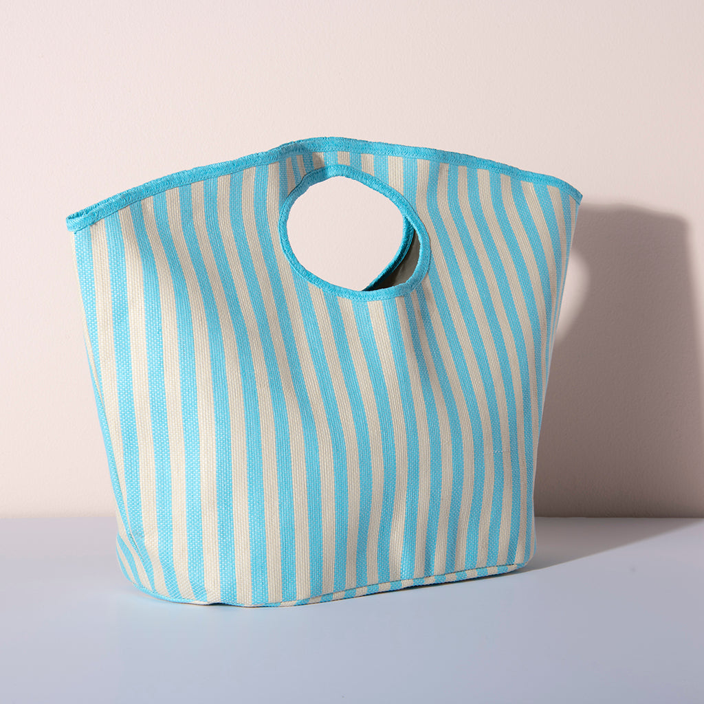 Shiraleah Lolita Stripe Tote, Turquoise and Ivory