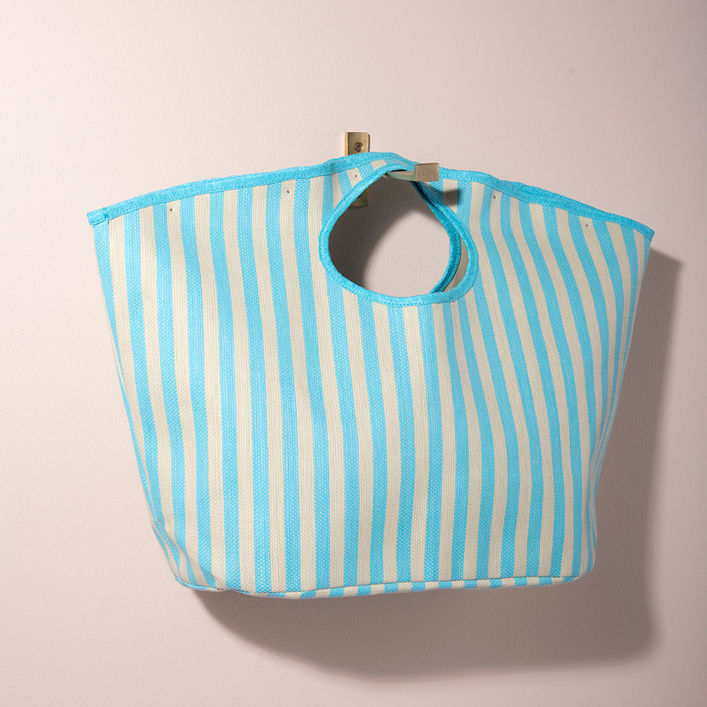 Shiraleah Lolita Stripe Tote, Turquoise and Ivory