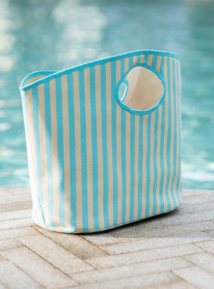 Shiraleah Lolita Stripe Tote, Turquoise and Ivory