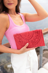 Accessorize with color this summer by carrying Shiraleah's Sarah Clutch. Made from woven paper straw with a chic flat envelope design, this bag makes an excellent companion for all your favorite summer activities. Pair with the Sarah Mini Tote or other items from the Shiraleah collection to complete your look!
