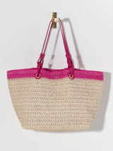 
Carry your essentials in style this summer with Shiraleah's Syracuse Tote. The natural woven paper straw is accented with a stripe of fuchsia and features both matching PU handles and shoulder straps to add some versatility to your style. Pair with other items from Shiraleah to complete your look!