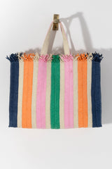 Bring some brightness to the beach with you this summer in Shiraleah's Tori Tote. Made from woven paper straw with double handles, it is the perfect lightweight bag for all your favorite warm weather activities. The chic stripes of green, navy, pink, and orange allow you to match this bag with every outfit. Pair with other items from Shiraleah to complete your look! 
