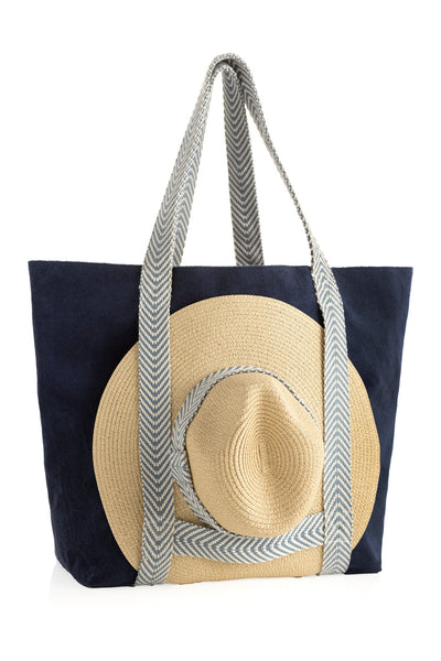 Shiraleah Sol Terry Tote and Hat, Navy - FINAL SALE ONLY