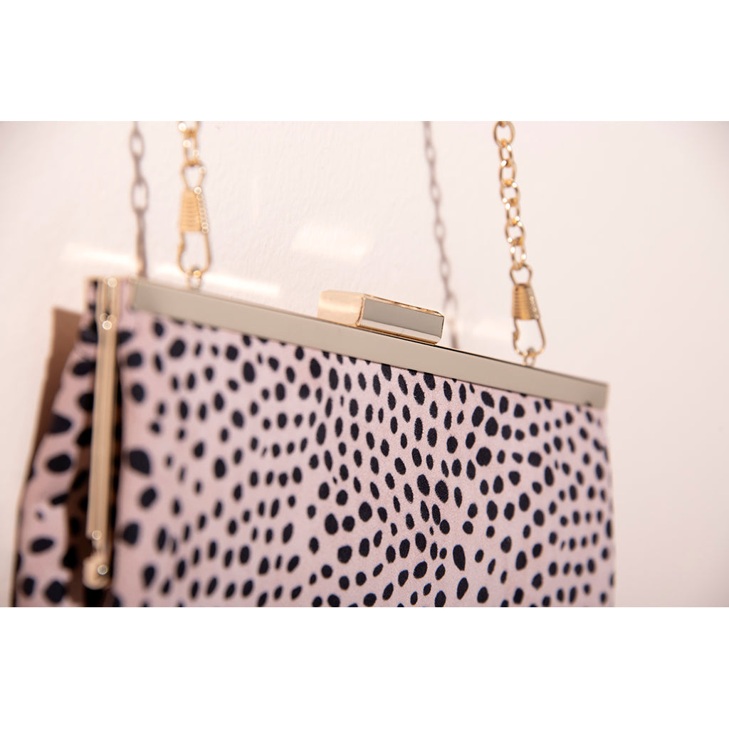 Shiraleah Harding Gold Frame Leopard Clutch, Pink - FINAL SALE ONLY