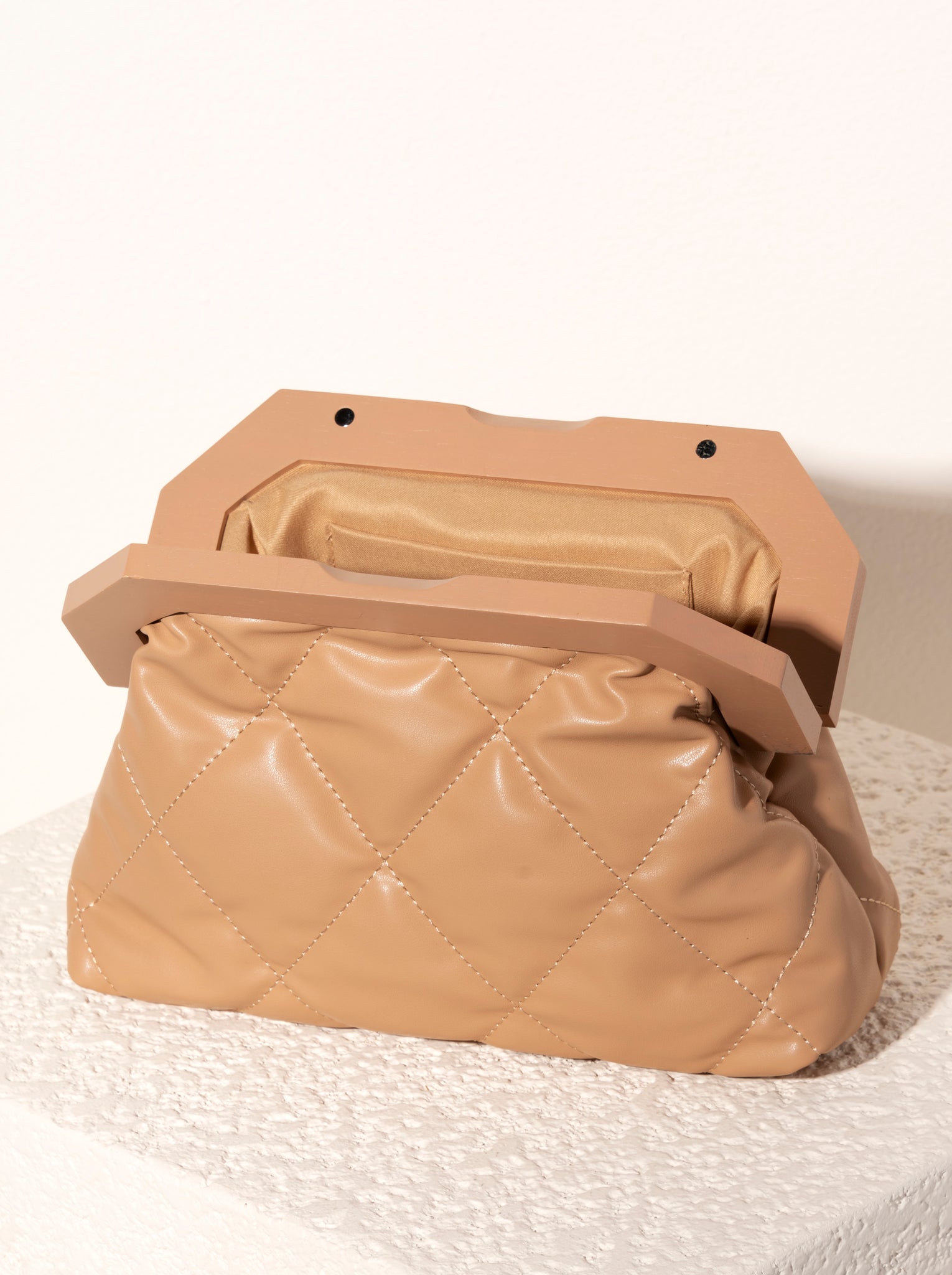 Shiraleah Bailey Quilted Clutch, Tan - FINAL SALE ONLY