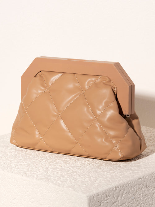 Shiraleah Bailey Quilted Clutch, Tan - FINAL SALE ONLY