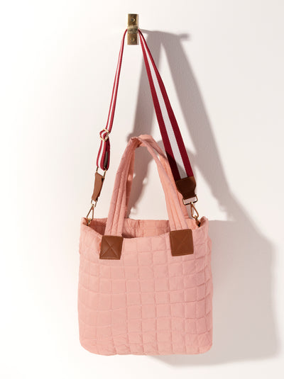 Shiraleah Ezra Quilted Nylon Tote, Blush - FINAL SALE ONLY