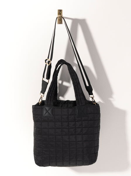 Shiraleah Ezra Quilted Nylon Tote, Black