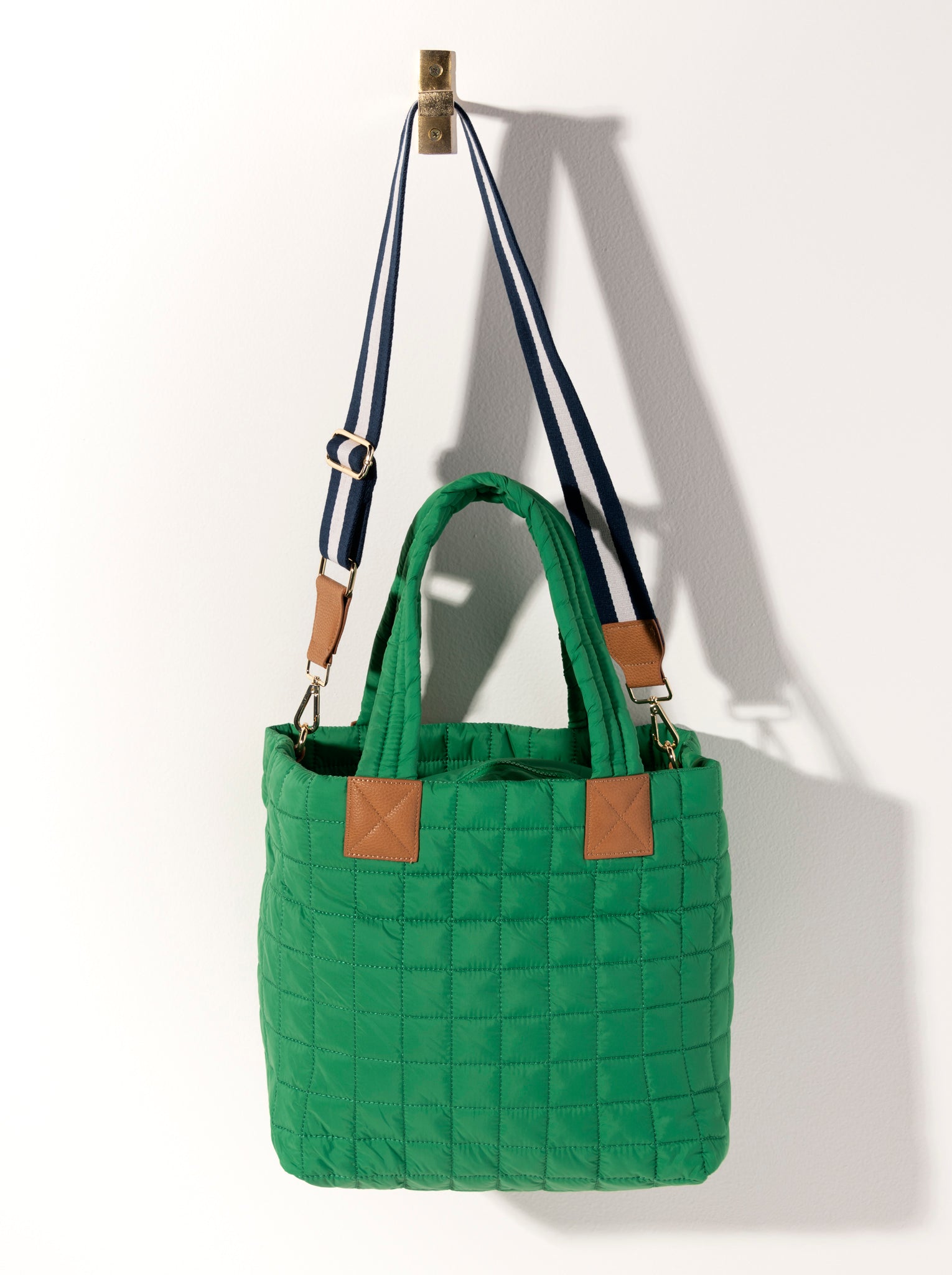 Shiraleah Ezra Quilted Nylon Tote, Green