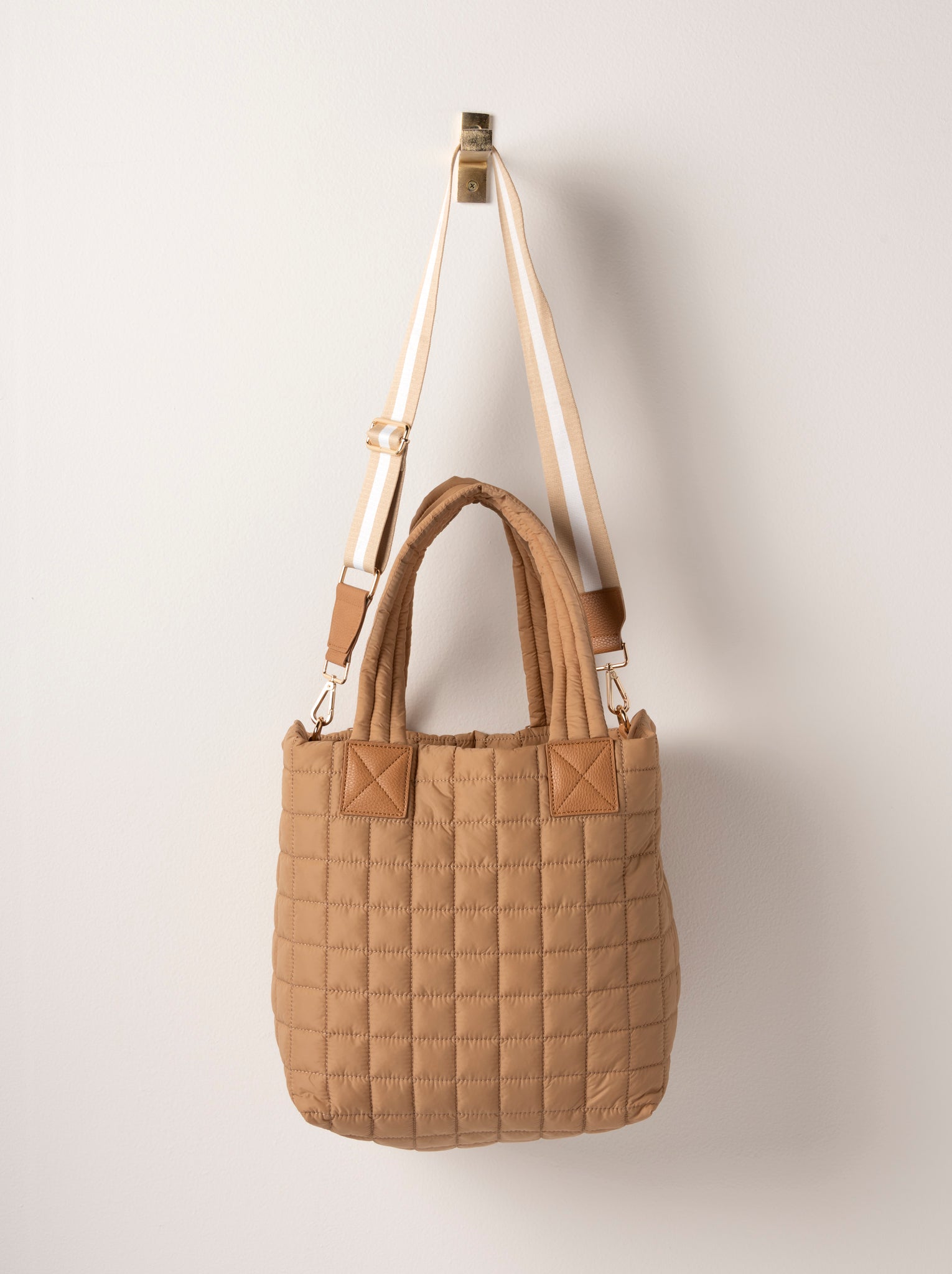 Shiraleah Ezra Quilted Nylon Tote, Tan