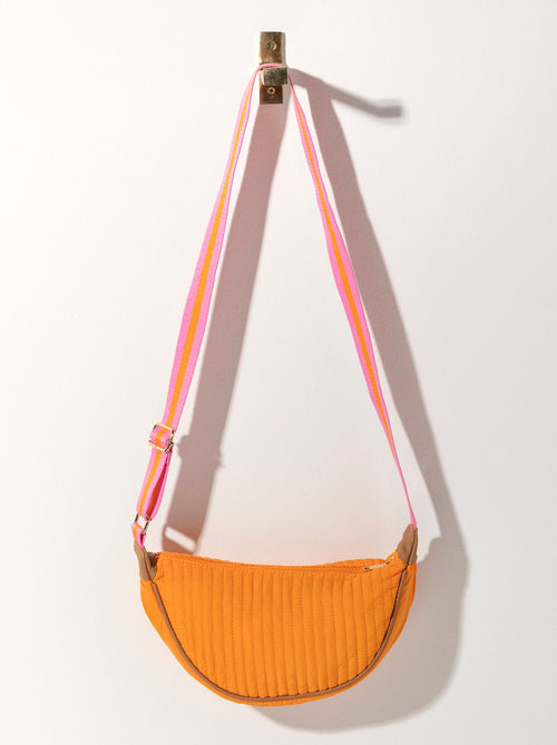 Orange Color Triangle Nylon Shoulder Bag for Women Adjustable