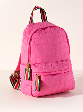 Shiraleah Ezra Quilted Nylon Backpack, Pink