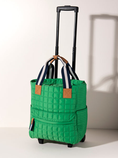 Shiraleah Ezra Quilted Nylon Roller Tote, Green