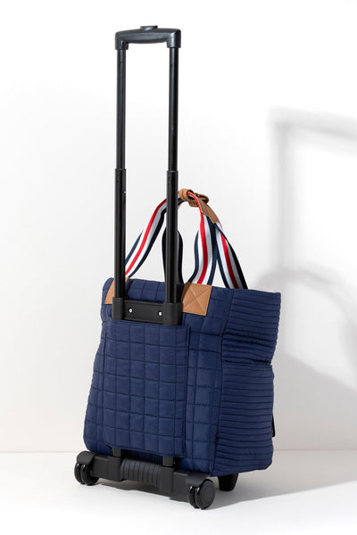 Shiraleah Ezra Quilted Nylon Roller Tote, Navy