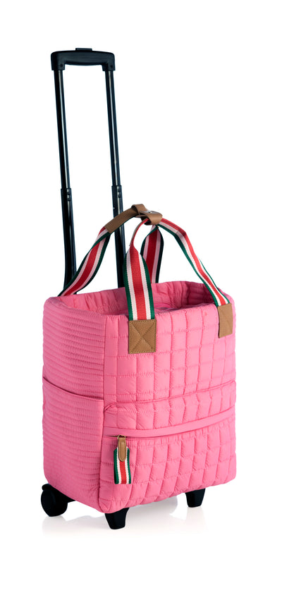 Shiraleah Ezra Quilted Nylon Roller Tote, Pink