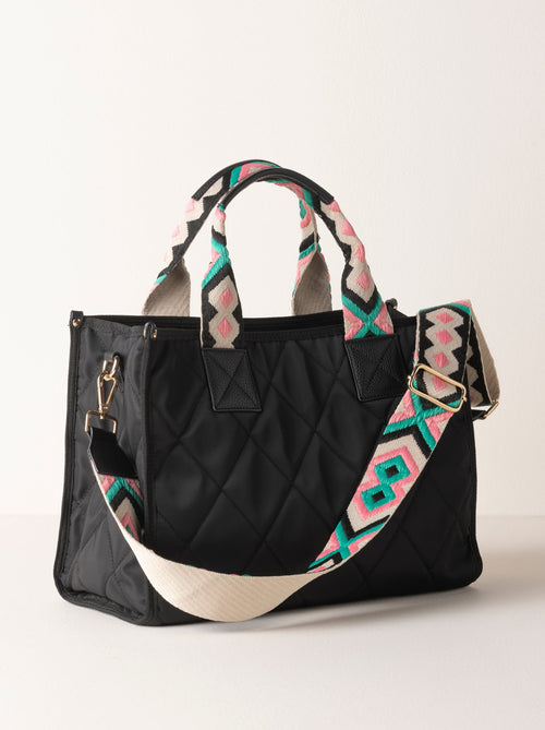 chanel quilted nylon tote black