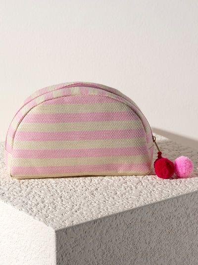 Shiraleah Lolita Stripe Zip Pouch, Pink and Ivory