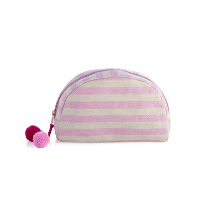 Shiraleah Lolita Stripe Zip Pouch, Pink and Ivory