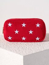 Carry all your odds and ends in style with Shiraleah's Sol Stars Zip Pouch. Made from soft and absorbent cotton terry, this pouch is a perfect companion for the poolside or on the go. Its embroidered star design makes it a chic addition to your summer wardrobe. Pair with other items from Shiraleah to complete your look!
