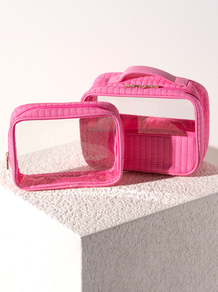 Shiraleah Ezra Set Of 2 Clear Cosmetic Cases, Pink