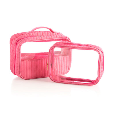 Shiraleah Ezra Set Of 2 Clear Cosmetic Cases, Pink
