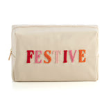 Shiraleah Cara "Festive" Cosmetic Pouch, Ivory - FINAL SALE ONLY