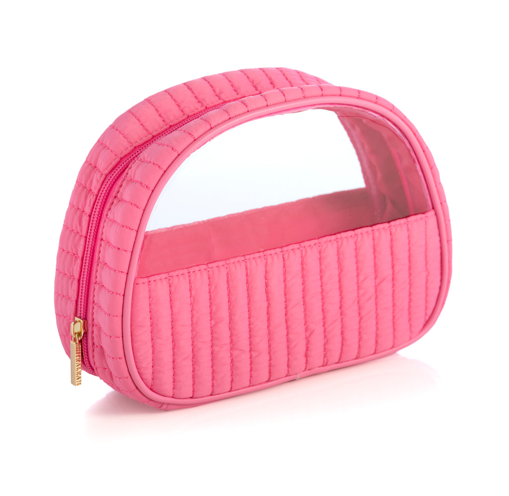 Shiraleah Ezra Quilted Nylon Half-Moon Cosmetic Pouch, Pink