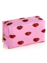 Shiraleah Cara Lips Pattern Cosmetic Pouch, Pink