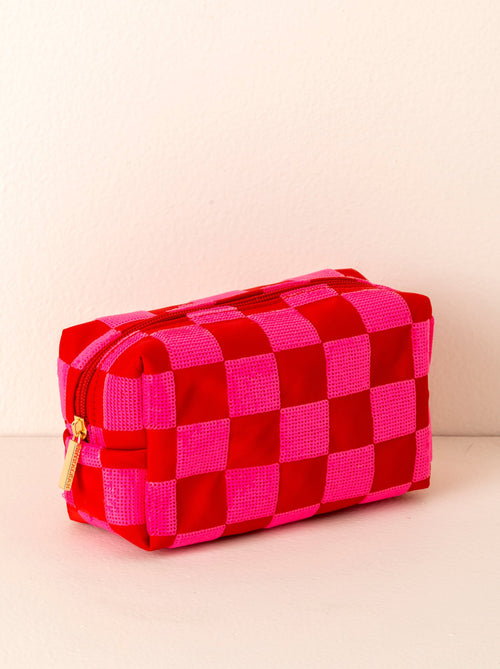 Shiraleah Cara Check Pattern Cosmetic Pouch, Red