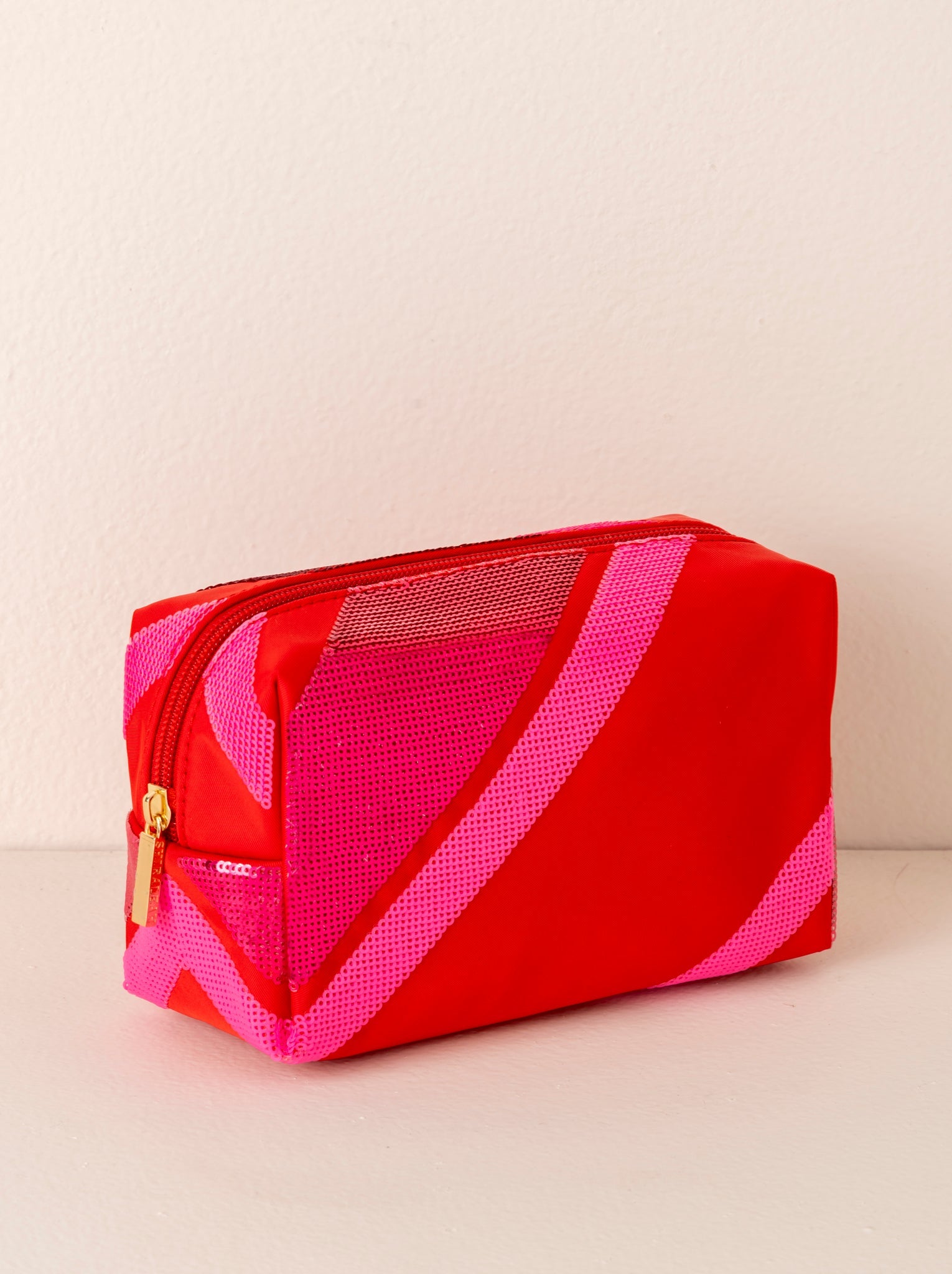 Shiraleah Cara Diagonal Stripe Cosmetic Pouch, Red