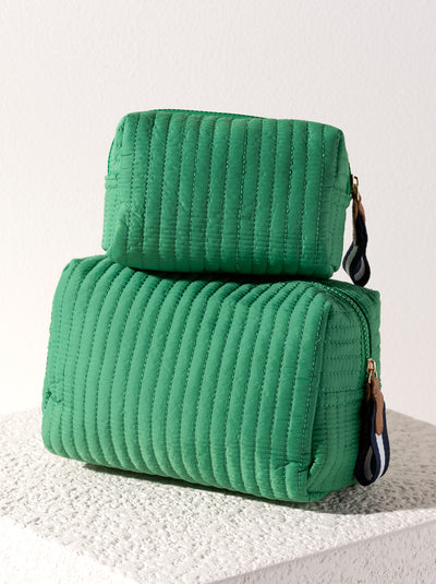 Shiraleah Ezra Quilted Nylon Large Boxy Cosmetic Pouch, Green
