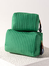 Shiraleah Ezra Quilted Nylon Small Boxy Cosmetic Pouch, Green