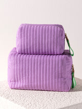 Shiraleah Ezra Quilted Nylon Small Boxy Cosmetic Pouch, Lilac