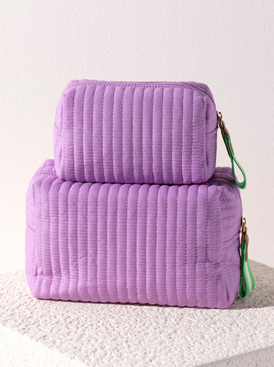 Shiraleah Ezra Quilted Nylon Large Cosmetic Pouch, Lilac
