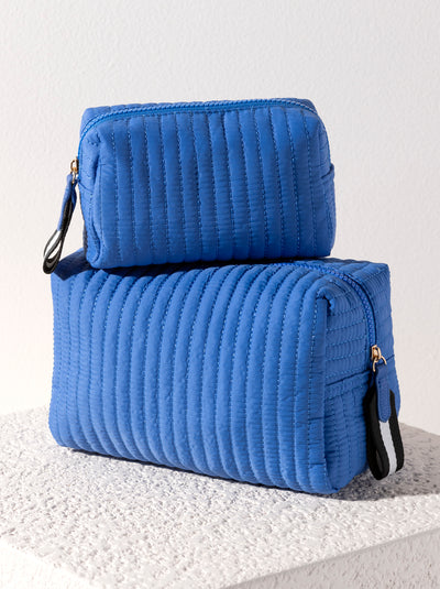 Shiraleah Ezra Quilted Nylon Large Boxy Cosmetic Pouch, Ultramarine