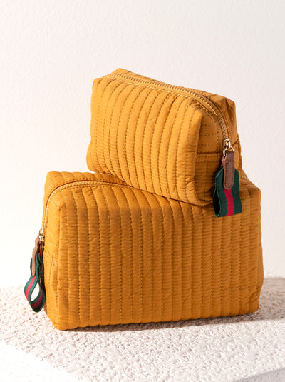 Shiraleah Ezra Quilted Nylon Small Boxy Cosmetic Pouch, Honey - FINAL SALE ONLY