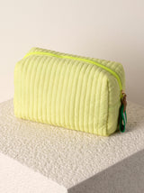 Shiraleah Ezra Quilted Nylon Large Boxy Cosmetic Pouch, Citron