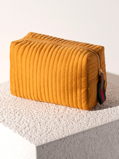 Shiraleah Ezra Quilted Nylon Large Boxy Cosmetic Pouch, Honey - FINAL SALE ONLY
