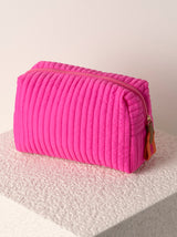 Shiraleah Ezra Quilted Nylon Large Boxy Cosmetic Pouch, Magenta