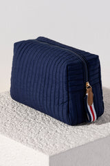 Shiraleah Ezra Quilted Nylon Large Boxy Cosmetic Pouch, Navy
